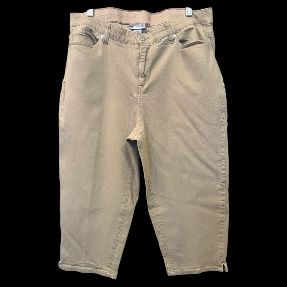 Catherine’s size 16 W tan capris.  Excellent condition! Comfort fit waistband.
